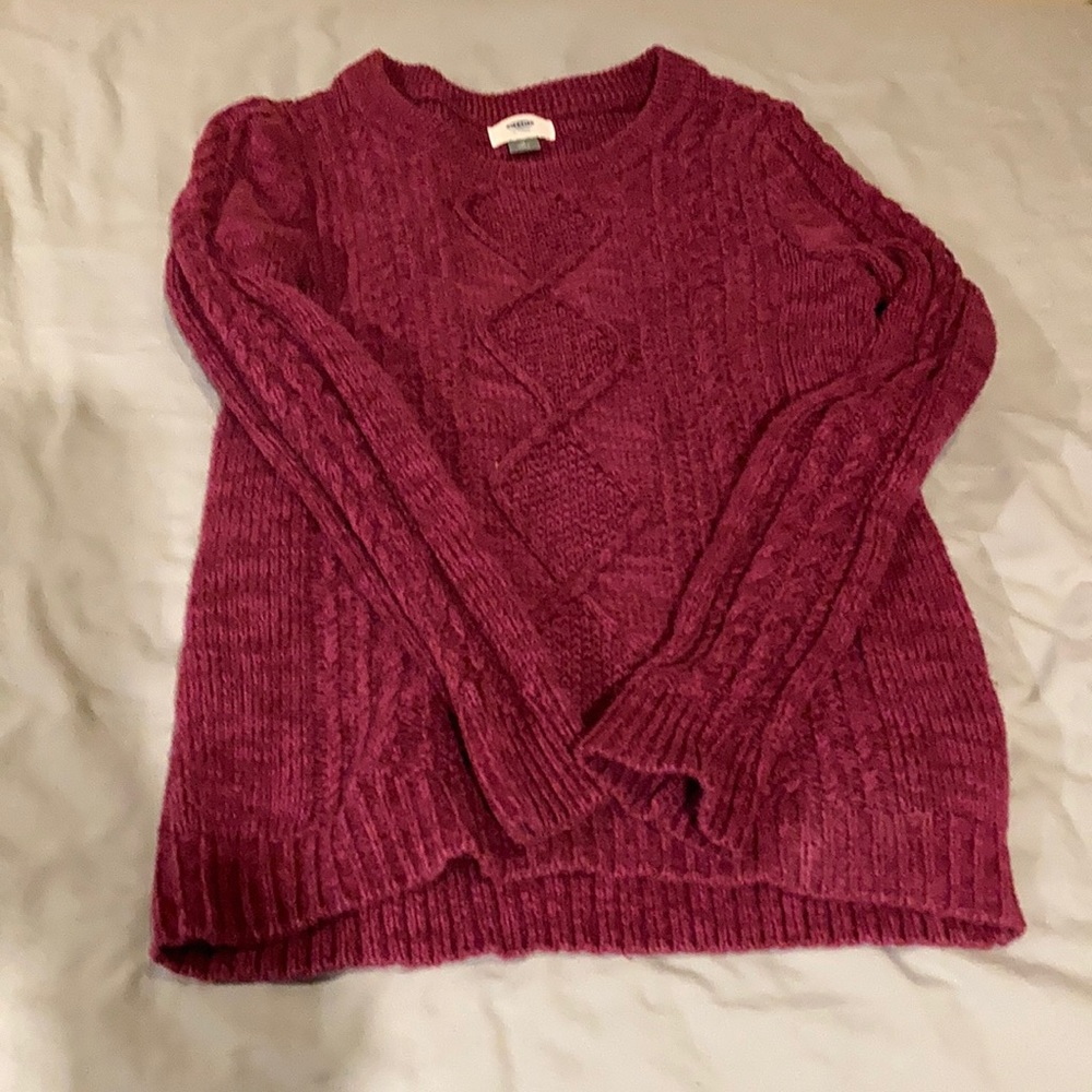 Women’s purple cable-knit sweater